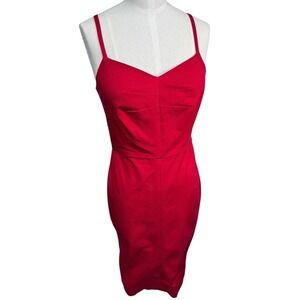 Banana Republic Red Sweetheart Neck Sheath Dress Cocktail‎ Midi Tall Women's 2